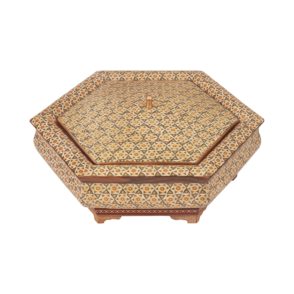 شکلات خوری چوبی 6 گوش 24 خاتم 7011 شکلات خوری چوبی 6 گوش 24 خاتم 7011