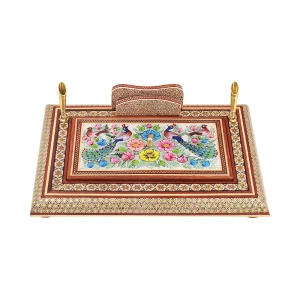 جاقلمی درب دار 20*30 خاتم اعلا نقاشی گل و مرغ