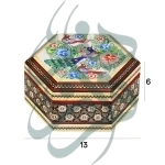 جعبه جواهرات 6 گوش 11*13 خاتم نقاشی 3214