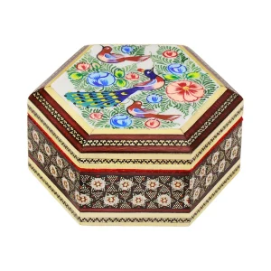 جعبه جواهرات 6 گوش 11*13 خاتم نقاشی 3214