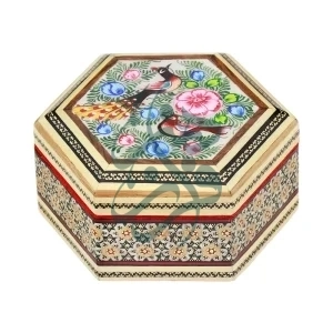 جعبه جواهرات 6 گوش 11*13 خاتم نقاشی 3211