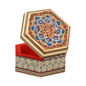 جعبه جواهرات 6 گوش 11*13 خاتم نقاشی 3114
