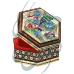 جعبه جواهرات 6 گوش 11*13 خاتم نقاشی 3214