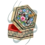 جعبه جواهرات 6 گوش 11*13 خاتم نقاشی 3211