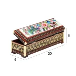قلمدان لولایی 20 خاتم تخمه دار مشکی نقاشی گل و مرغ