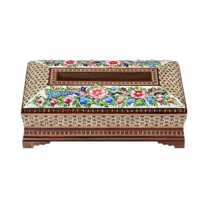 جعبه دستمال کاغذی خاتم معمولی نقاشی گل و مرغ