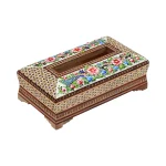 جعبه دستمال کاغذی خاتم معمولی نقاشی گل و مرغ